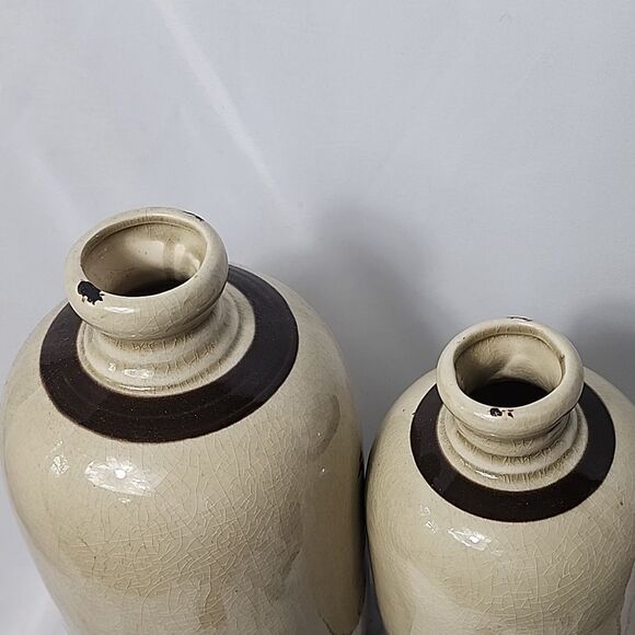 Crock Vases With Crazing & Embossed Euro - Picture 8 of 11